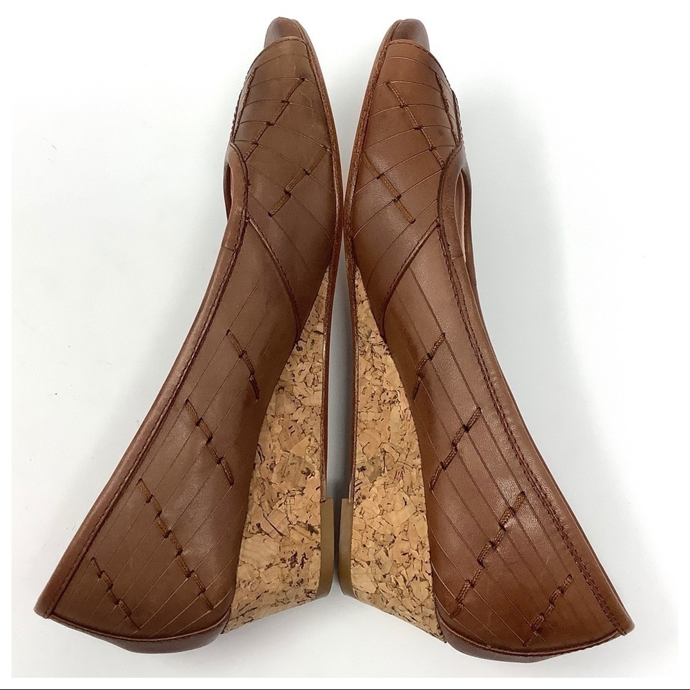 FINAL PRICE Taryn Rose Sadey Leather Peep Toe Cork Wedges 6.5M - Picture 9 of 14